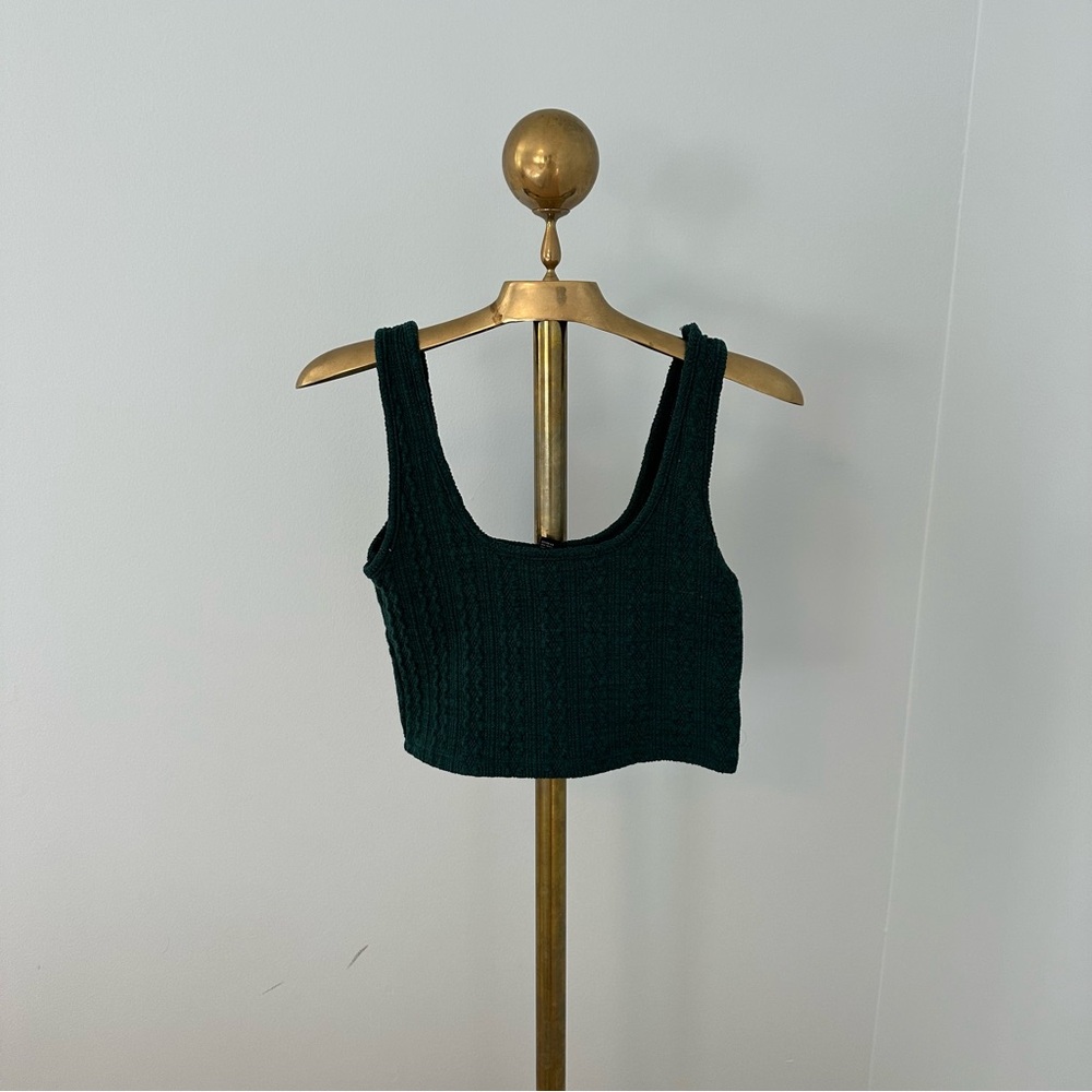 Dark Green Knit Crop Top